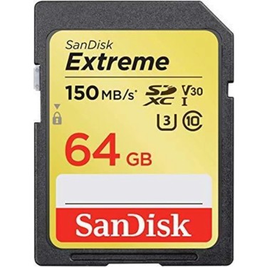 Sandisk Extreme 64GB SDXC Hafıza Kartı 150MB/s V30 UHS-I U3 Fiyatı