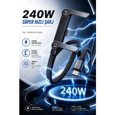 Neffo 240W Ultra Hızlı Type-C Şarj Data Kablosu Katlanabilir Fiyatı
