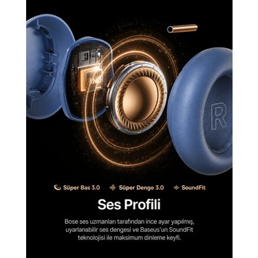 Baseus Inspire Sound By Bose XH1 Anc 100 Saat Çalma Süresi 4 Fiyatı