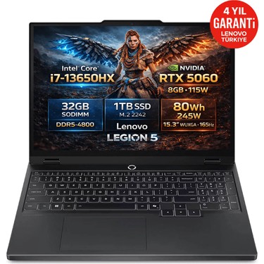Lenovo Legion 5 15IRX10 Intel Core i7-13650HX 32GB 1TB SSD Fiyatı