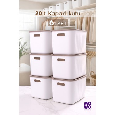 Mowo Home Bigbox 20 Lt 6'lı Beyaz Dolap Düzenleyici Kapaklı Fiyatı