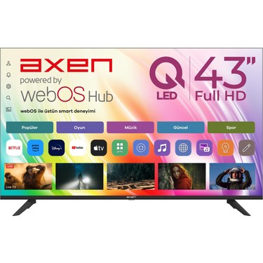 テレビ nawo28 Axen AX43QFMLN-W02S 43 109 Ekran Uydu Alıcılı Full HD QLED Fiyatı