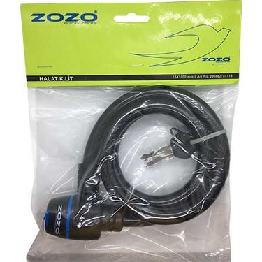 Zozo 15 x 100 Anahtarlı Halat Kilit Siyah Renkli Standart Fiyatı