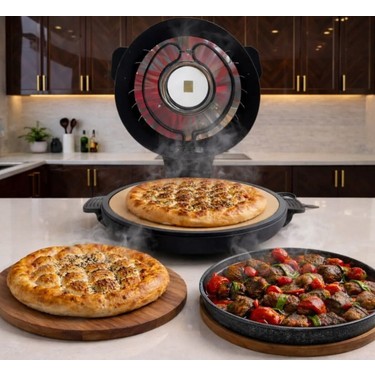 Dubbo 2000 W Camlı Pizza, Lahmacun Taş Fırın Siyah 40 cm Fiyatı
