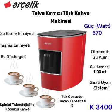 Arcelık Kırmızı Türk Kahvesi ,arçelik K 3400 Telve Türk Fiyatı