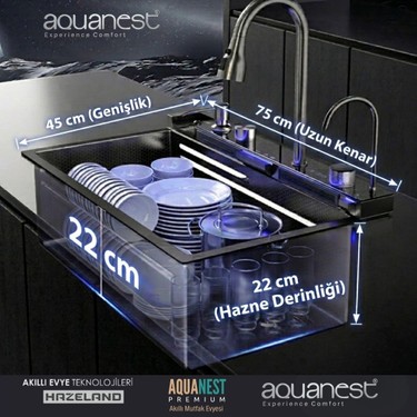 Hazeland Aquanest Premium Akıllı Evye Çelik Tezgah Üstü Fiyatı
