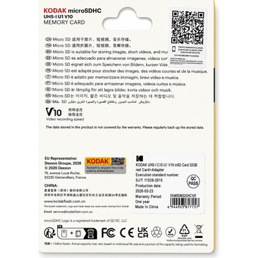Kodak 32GB Micro SD UHS-I C10 U1 V10 Hafıza Kartı + Fiyatı, 5.0