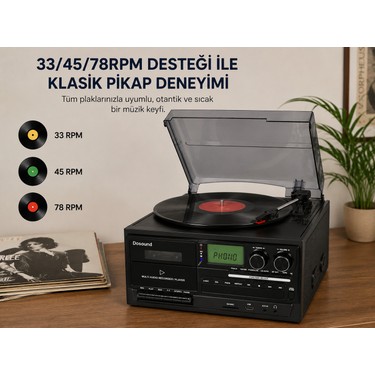 Dosound Tr-17 Ahşap Çok Fonksiyonlu Pikap Kaset CD USB Fiyatı