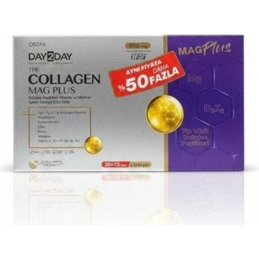 Orzax DAY2DAY Collagen Mag Plus 45 Saşe %50 Daha Fazla Fiyatı