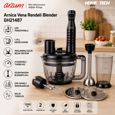 Arnica GH21487 Vena Rendeli Blender Seti Siyah Fiyatı