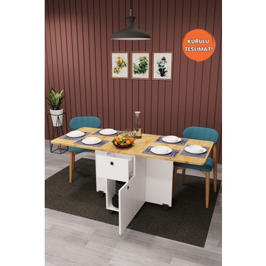 Asra Trend Lüks Katlanır Mutfak Yemek Masası %100 MDF Pratik Fiyatı