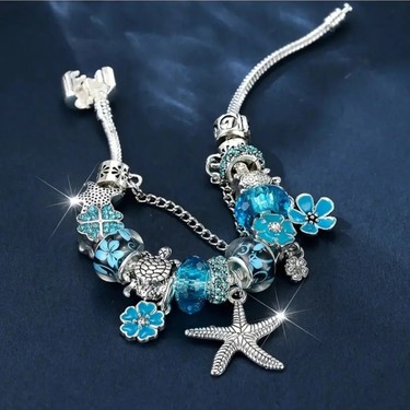 Takantakana Pandora Tarz Gümüş Charm Bileklik Baby Blue Fiyatı