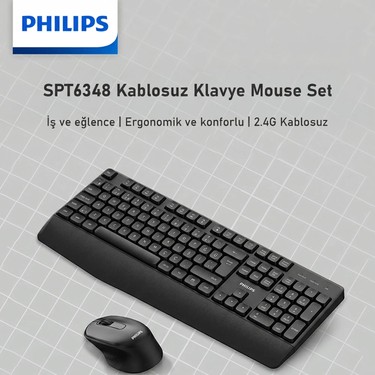 Philips SPT6348 Kablosuz Türkçe Q Klavye ve Mouse Seti Fiyatı