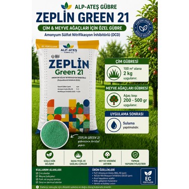 Zeplin Green 21 Çim ve Meyve Ağacı Gübresi 1-3-5-10-25 kg Fiyatı