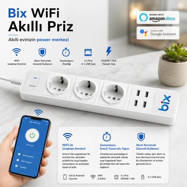 Bix Bp-01 Wifi Akım Korumalı Hızlı Şarj Özellikli Akıllı Fiyatı