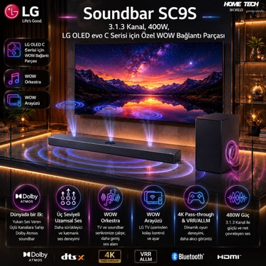 Lg Soundbar SC9S | 3.1.3 Kanal, 400W, Lg OLED Evo C Serisi Fiyatı