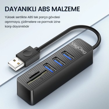 VegGieg USB 2.0 SD - MicroSD Kart Okuyucu ve 3 Port USB Fiyatı