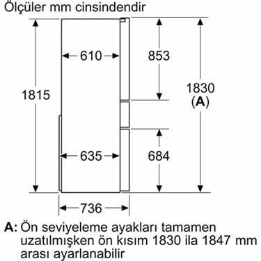 Siemens KF96RSBEA Gardırop Tipi Buzdolabı 572 lt Kapasite E Fiyatı