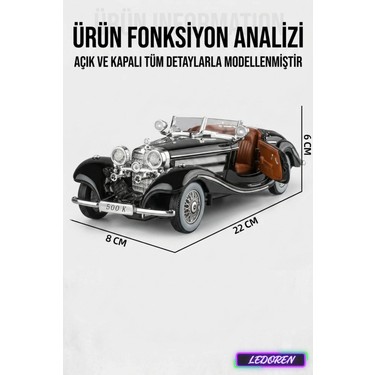 L'edoren Siyah 1/24 Mercedes-Benz 500K 1936 Classic Diecast Fiyatı