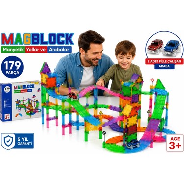 MagBlock 179 Parça Manyetik Yollar ve Arabalar Oyun Seti - Fiyatı