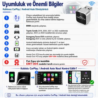 Embatech Araç Içi 2in1 Android Ve Apple Cihazlar Için Fiyatı