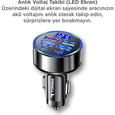 Torima Hızlı Araç Şarj Cihazı Usb Type-C Destekli 66W G19 Fiyatı