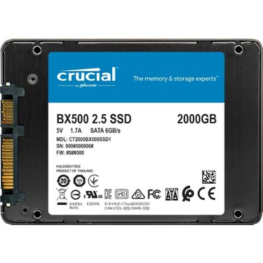 Crucial BX500 2000GB SSD SATA 3 Bağlantı Tipi 540-500 MB/s Fiyatı