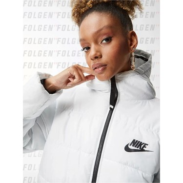 Nike Kadın Uzun Midi Kapüşonlu Parka DX1798-121 Beyaz Düz Fiyatı