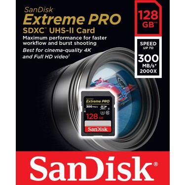 SanDisk SDカード Extreme PRO 128GB 300MB/s SanDisk Extreme Pro 128GB UHS-II SDHC Hafıza Kartı Fiyatı, 5.0