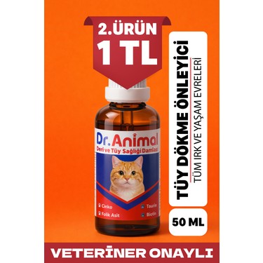 2026SUMMERSALE中　ドグラ　アニマル&ゴット Dr. Animal Kedi Tüy Dökülme Karşıtı Damla 50 ml Tüm Yaş Fiyatı