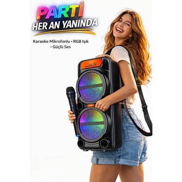 farissu Kablosuz Mikrofonlu Rgb Işıklı Taşınabilir Parti ve Fiyatı