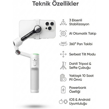 INSTA360 Flow 2 Pro Gimbal Hafif Tasarım ile Taşınabilir Fiyatı