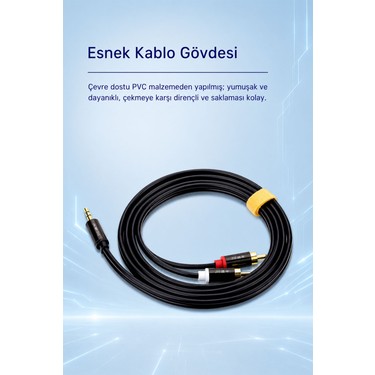 Jinghua 3.5mm Jack - 2 Rca Aux Stereo Ses Kablosu 1.5 Metre, Fiyatı