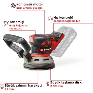 Einhell TP-RS 18/32 Li BL - Solo, Akülü Eksantrik Zımpara Fiyatı