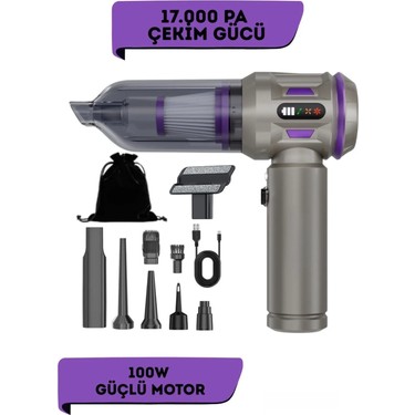 Enshall Auhma 17000PA Ultra Güçlü 100W Led Işıklı Araç İçi Fiyatı