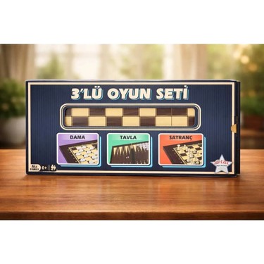 Star Platin Üçlü Oyun Seti (Tavla-Dama-Satranç) 2 Kişilik Fiyatı