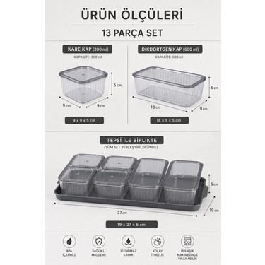 Stile Cucina 13 Parça Tepsili Kahvaltılık Saklama Kabı Seti Fiyatı