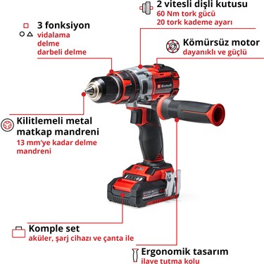 Einhell Profesyonel Akülü Darbeli Vidalama TP-CD 18 Li-i BL Fiyatı