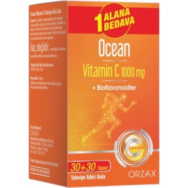Orzax Ocean Vitamin C 1000 mg 30+30 Tablet 1 Alana 1 Bedava Fiyatı
