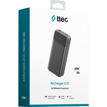 ttec Taşınabilir Hızlı Şarj Aleti 20.000mAh PD 20W LCD Çıkış Fiyatı
