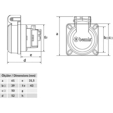 Bemis BY8-1402-3700 1X16A 2p+E 200 250V IP54 Plastik Fiyatı