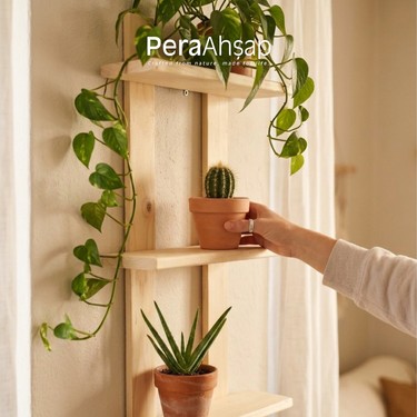 Pera Wooden Fence Floral Üç Raflı Ahşap Çiçeklik Rafı 66X32 Fiyatı