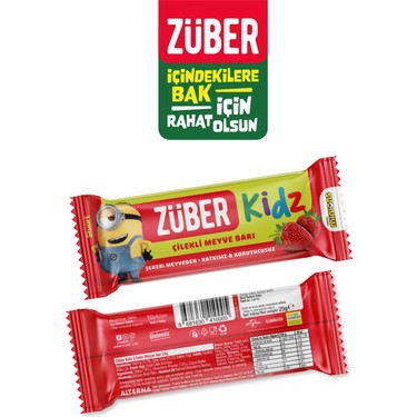 No.1933,1825,1868 まとめ売り Züber Kidz Çilekli Meyve Bar 25g x 16 Adet Şekerli Meyveden Fiyatı