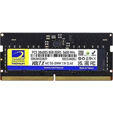 Twinmos Ddr5 8gb 5600MHZ CL46 Notebook Ram (TMD58GB5600S46) Fiyatı