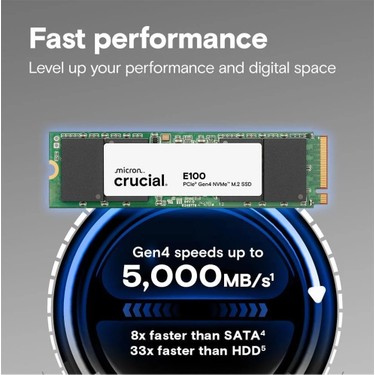 Crucial E100 1TB Pcıe Gen4 2280 Nvme M.2 SSD PCIe Gen4 5000 Fiyatı