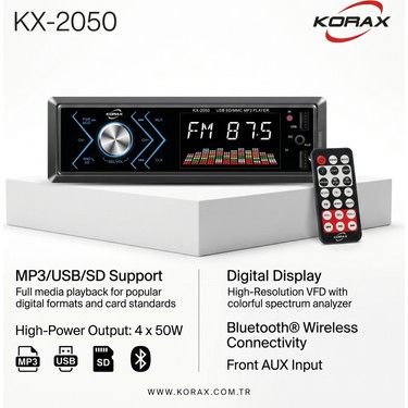 Korax KX-2050 Spektrum Ekranlı Bluetooth Oto Teyp · Mosfet Fiyatı