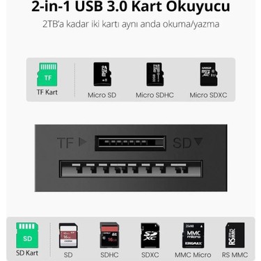 UGREEN 2-in-1 USB 3.0 SD/TF Kart Okuyucu 20250 Yüksek Fiyatı, 4.8