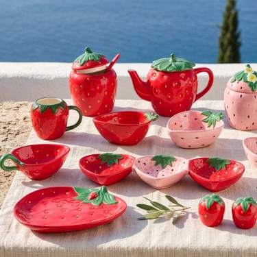  Strawberry & Vine 30cm 2枚セット Karaca Strawberry Çilek Desenli Sunumluk 29 cm Fiyatı