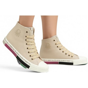 Benetton BN-30730 Bej Uzun Kadın Converse Düz Tabanlı Fiyatı