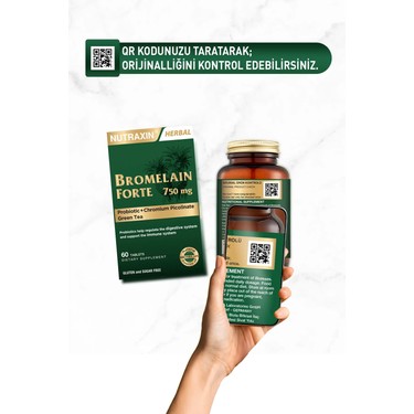 Nutraxin Bromelain Forte 750 mg 60 Tablet Krom Yeşilçay Fiyatı
